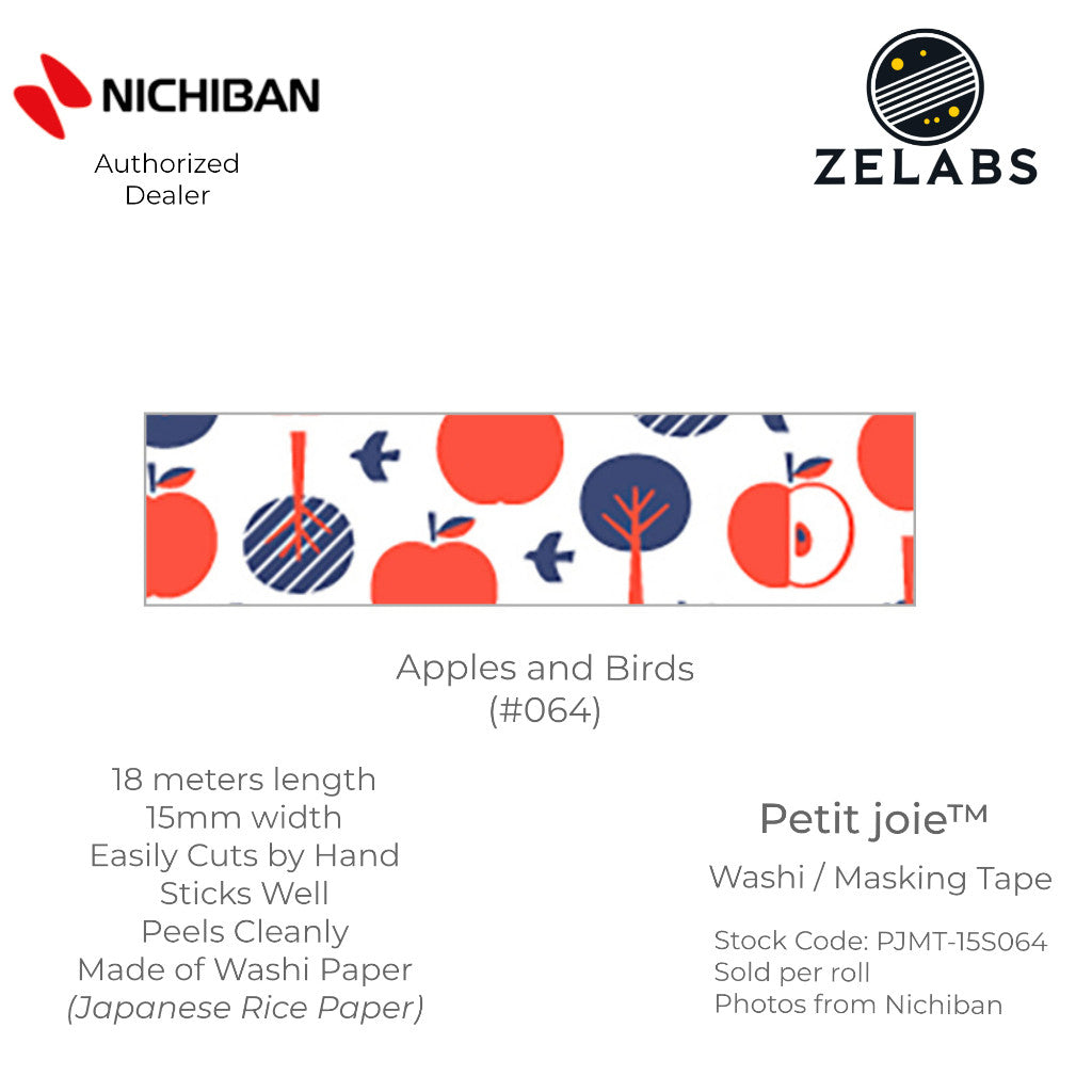 Nichiban Petit Joie Decorative Masking Tape / Washi Tape (15mm x 18 meters) - PJMT-15S
