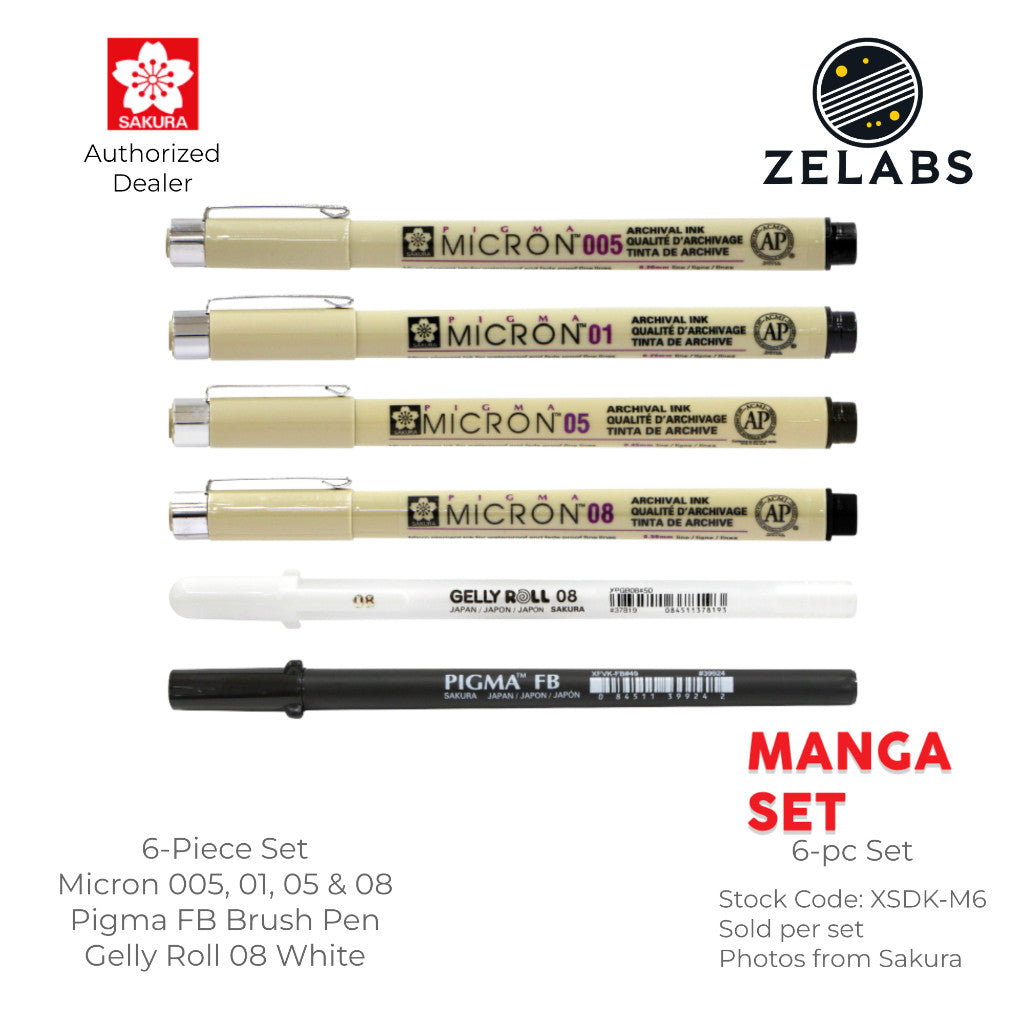 Sakura Pigma Micron Manga Set (6-piece) - XSDK-M6