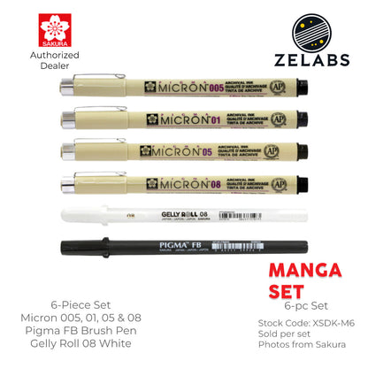 Sakura Pigma Micron Manga Set (6-piece) - XSDK-M6