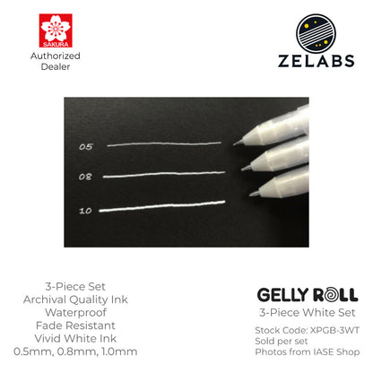 Sakura Gelly Roll Classic White Gel Pen Set (3-Piece) - XPGB-3WT - White (#50)
