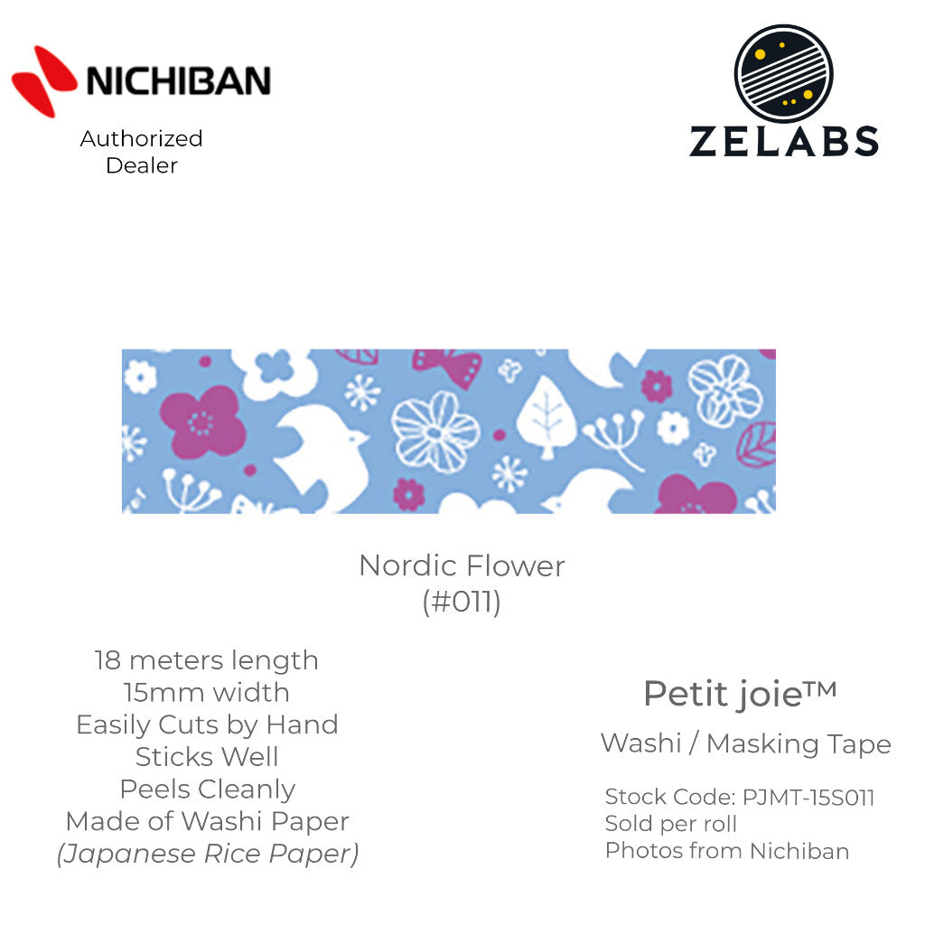 Nichiban Petit Joie Decorative Masking Tape / Washi Tape (15mm x 18 meters) - PJMT-15S