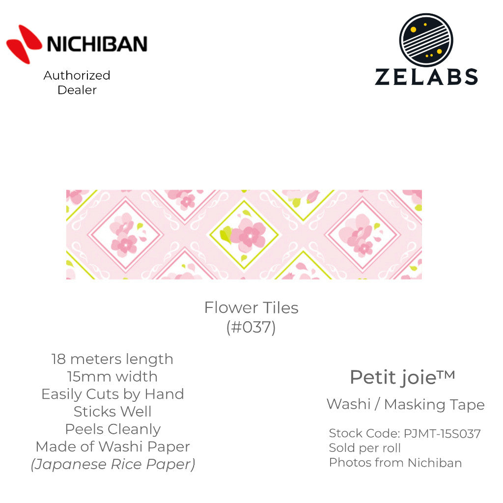 Nichiban Petit Joie Decorative Masking Tape / Washi Tape (15mm x 18 meters) - PJMT-15S