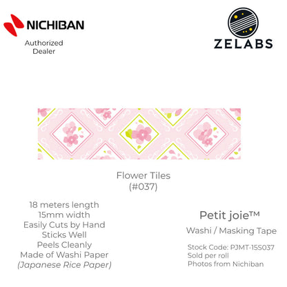 Nichiban Petit Joie Decorative Masking Tape / Washi Tape (15mm x 18 meters) - PJMT-15S