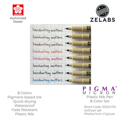Sakura Pigma PN Plastic Nib Pen - 8-Color Set - XSDK-PN-8A