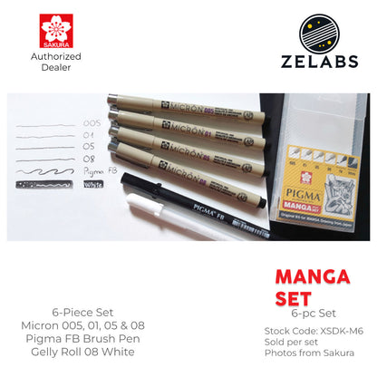 Sakura Pigma Micron Manga Set (6-piece) - XSDK-M6