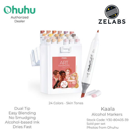 Ohuhu Kaala 24 Colors Skin Tone Dual Tip Alcohol Markers (Slim Broad & Fine) - Y30-80405-39