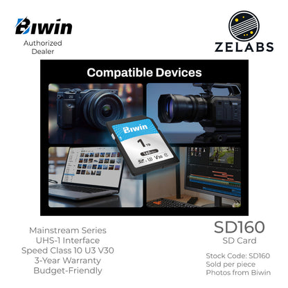Biwin SD160 SD Card - UHS-I | C10 | U3 | V30 - 128 GB | 256 GB | 512 GB | 1TB