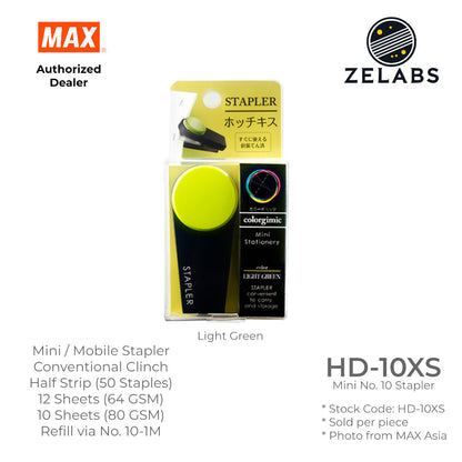 MAX Colorgimic HD-10XS Mini Stapler - Conventional Clinch Mobile Stapler (Refill by No.10 Staples)