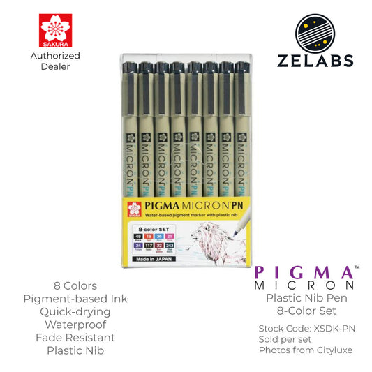 Sakura Pigma PN Plastic Nib Pen - 8-Color Set - XSDK-PN-8A