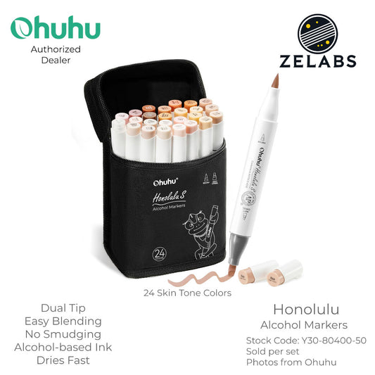 Ohuhu Honolulu 24 Colors Skin Tone Dual Tip Alcohol Markers (Brush & Chisel) - Y30-80400-50