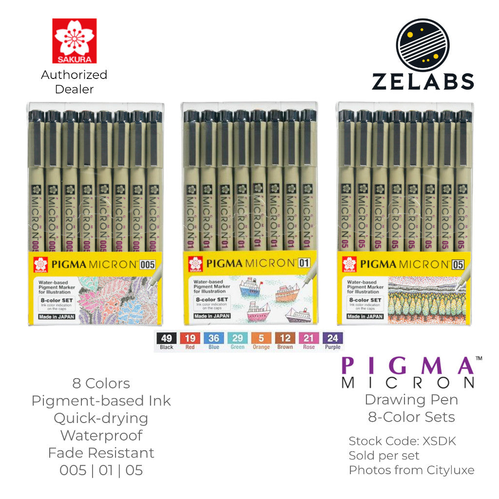 Sakura Pigma Micron Drawing Pen / Technical Pen 8-Color Set - XSDK-8A