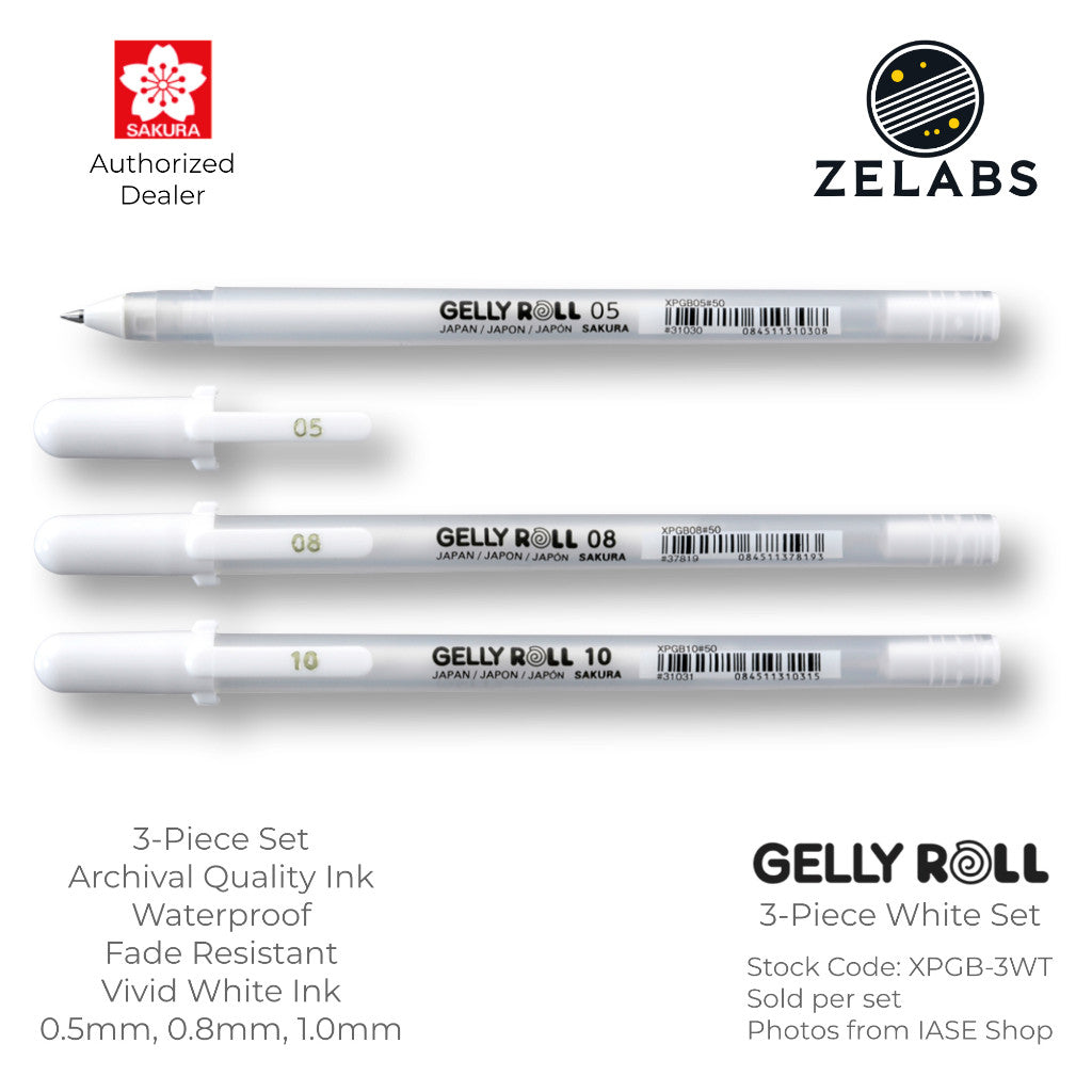 Sakura Gelly Roll Classic White Gel Pen Set (3-Piece) - XPGB-3WT - White (#50)