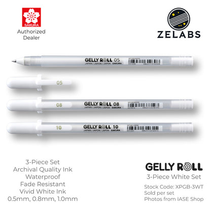 Sakura Gelly Roll Classic White Gel Pen Set (3-Piece) - XPGB-3WT - White (#50)