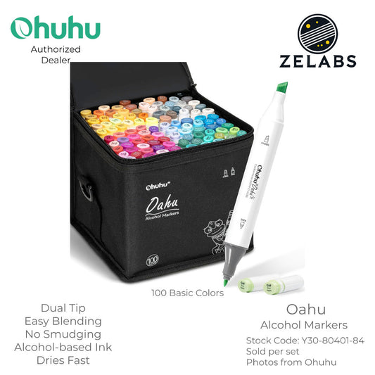 Ohuhu Oahu 100 Basic Colors Dual Tip Alcohol Markers (Fine & Chisel) - Y30-80401-84