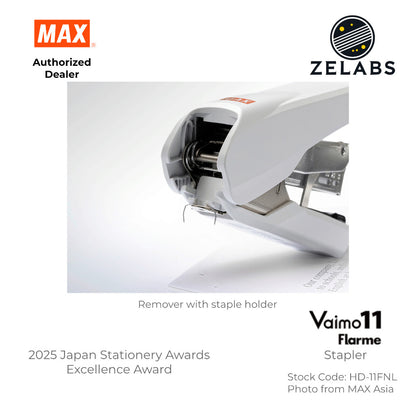 MAX Vaimo 11 Flarme HD-11FNL Desk Stapler - Tip-Curved Flat Clinch Stapler (Refill by No.11 Staples)