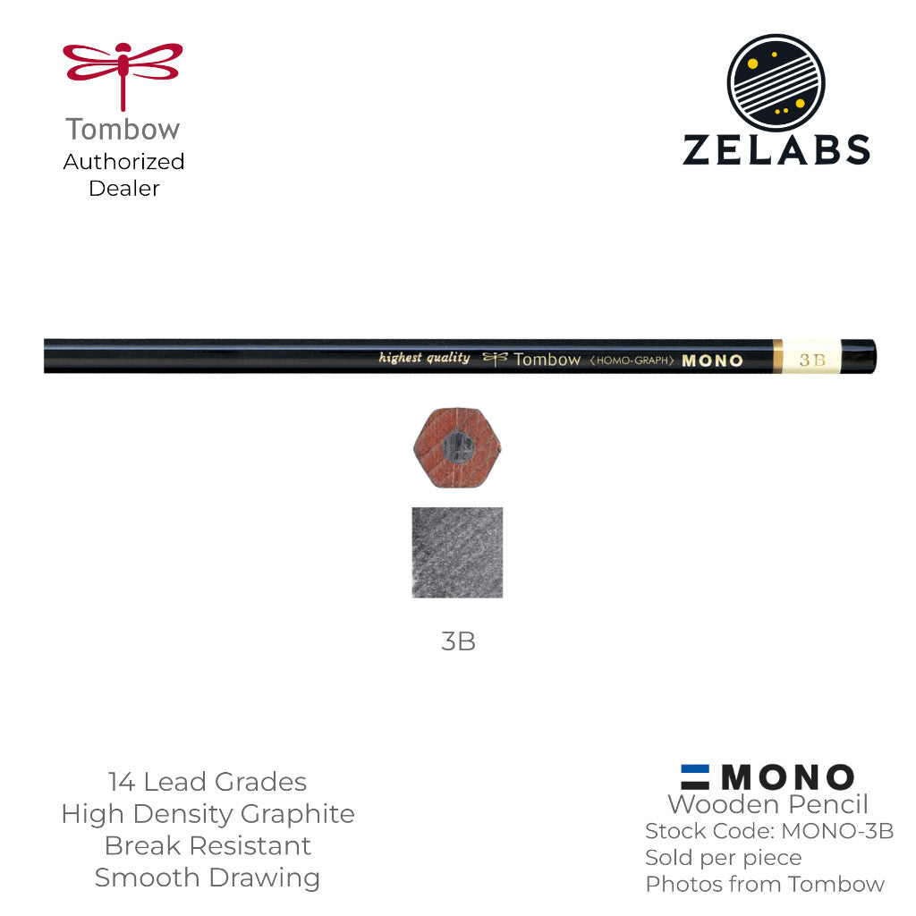 Tombow MONO Homo-Graph Drawing Wooden Pencil - 14 Lead Grades - MONO - 6H to 6B
